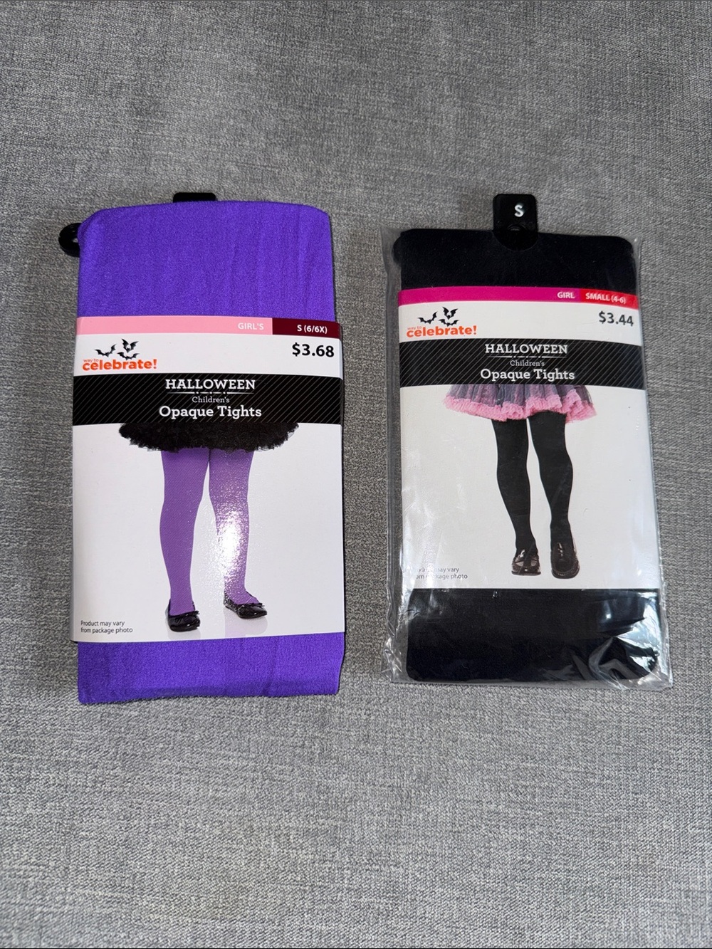 Halloween Purple and Black Opaque Tights - Girls Small